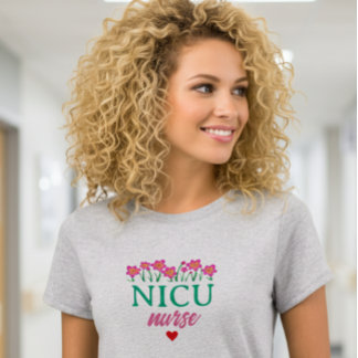 Blommig NICU Sjuksköterska T-Shirt