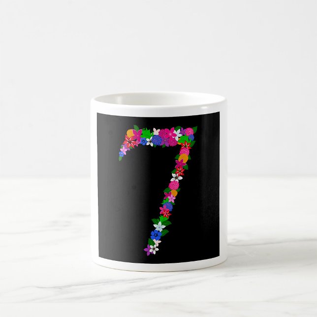 Blommig Nummer Sju Botanisk Blomdesign Kaffemugg (Skapare uppladdad)