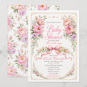 Blommig och band-babyshower inbjudningar