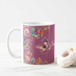 Blommig och fjäril Paisley Kaffemugg