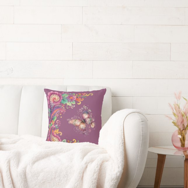 Blommig och fjäril Paisley Kudde (Soffa)