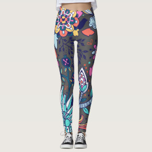 Blommig och glamour sömlös mönster vår söt leggings