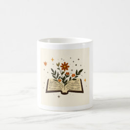 Blommig öppen bok estetisk mugg