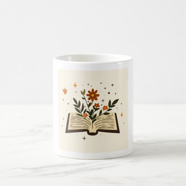 Blommig öppen bok estetisk mugg (Center)