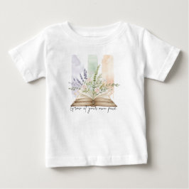 Blommig Öppen Bok Vattenfärgskonst T Shirt