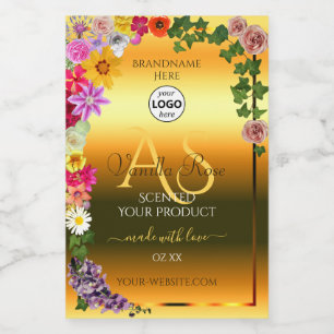Blommig Orange Gradient Produktetikett Monogram Lo Mat Etikett