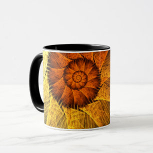 Blommig Orange Gul Blå Abstrakt Konst Mugg