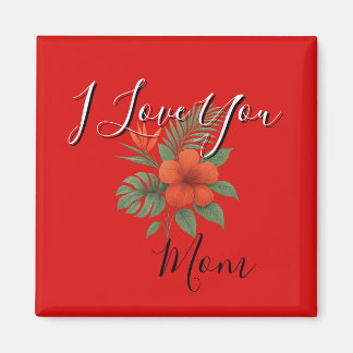 Blommig Orange Magnet - Jag älskar dig Mamma