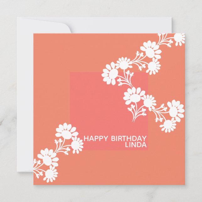 Blommig Orange Tvåfärgsblock llustrationskort Kort (Framsida)