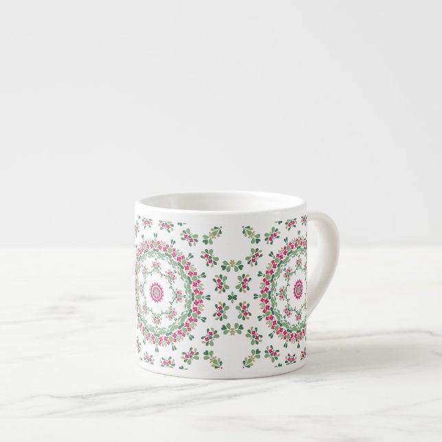 Blommig ornament espressomugg (Framsida höger)