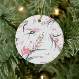 Blommig ornament med ömtåliga rosa blommor 