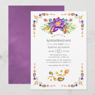 Blommig Paisley Annaprashan Första Ris Ceremoni Inbjudningar