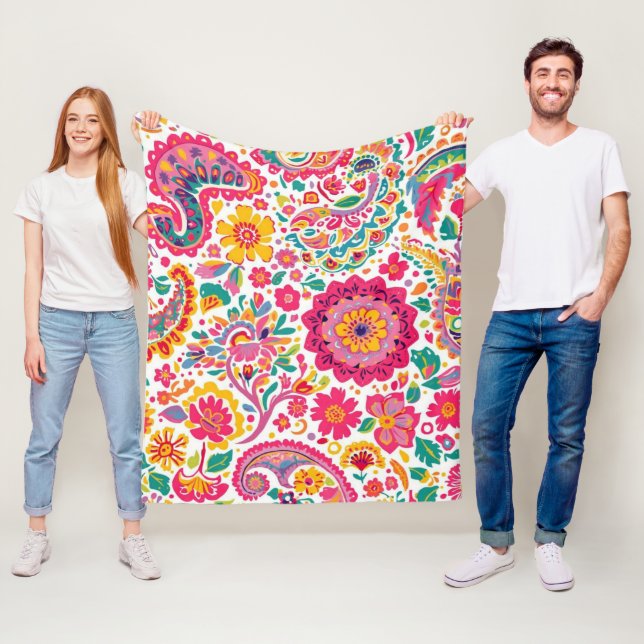 Blommig Paisley-mönster Fleecefilt (På plats)