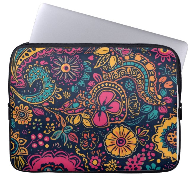Blommig Paisley-mönster Laptop Fodral (Framsidan)