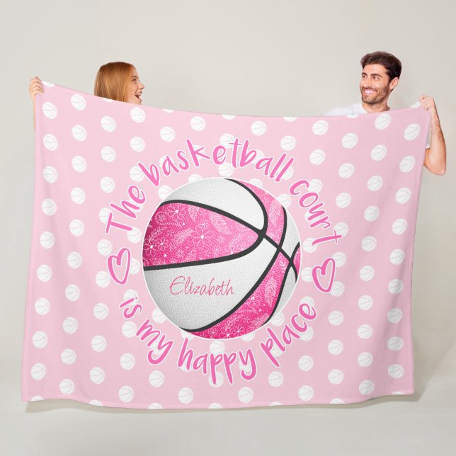 blommig paisley rosa basketplan lycklig plats fleecefilt (På plats)