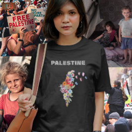 Blommig Palestina Kartdesign | Pro Palestina T Shirt