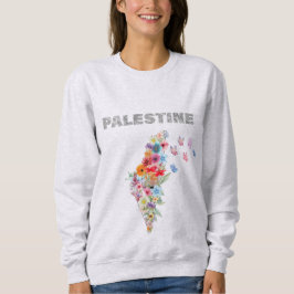 Blommig Palestina Kartdesign | Pro Palestina T Shirt