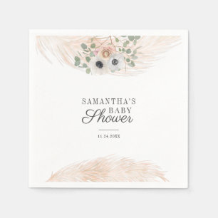 Blommig Pampasgräs Modern Flickas Babyshower Pappe Pappersservett