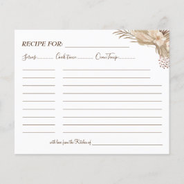 Blommig Pampasgräs Receptkort Flygblad