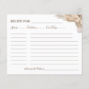 Blommig Pampasgräs Receptkort Flygblad