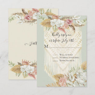 Blommig Pampasgräs Rosa Ros Mint Grönska RSVP OSA Kort