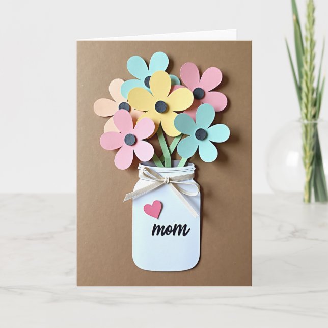 Blommig Pappershantverk Mamma-kort Kort (Framsida)