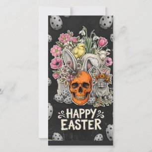 Blommig Påskcollage På Mörk Bakgrund Julkort
