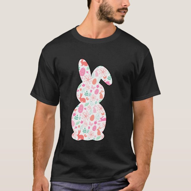 Blommig Påskhare Påskägg Vår T Shirt (Framsida)