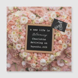 Blommig Pastell Baby Reveal graviditetsannonsering