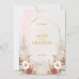 Blommig Pastell Elegant Boho Akvarell Bröllop Inbjudningar