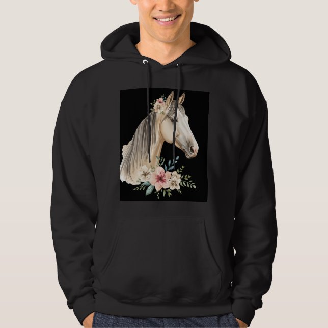 Blommig Pastell Equestrian Mode Tröja Hoodie (Framsida)