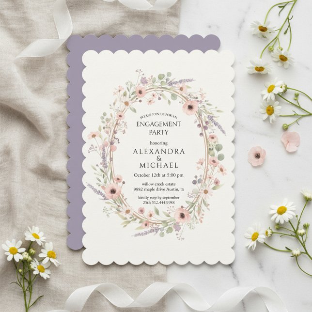 Blommig Pastell Förlovningsfest Inbjudan (Let the love celebration begin with soft florals & endless joy)