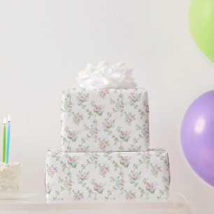 Blommig Pastell Rosa Blå Födelsedagsfest Bröllop Presentpapper