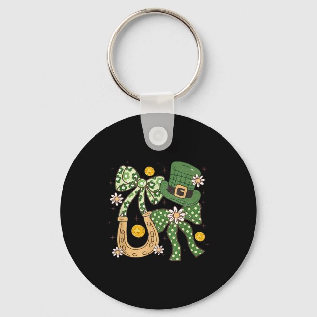 Blommig Patricks Coquette,retro Shamrock Roligt Pr Nyckelring (Framsida)