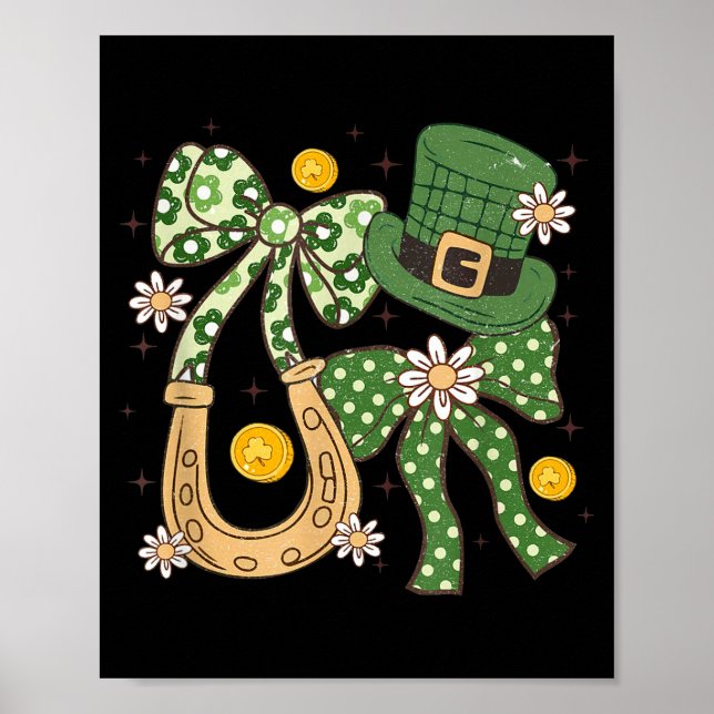 Blommig Patricks Coquette,retro Shamrock Roligt Pr Poster (Framsidan)
