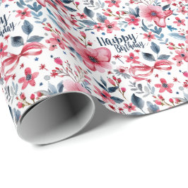 Blommig patriotisk födelsedagspresent förpackning presentpapper