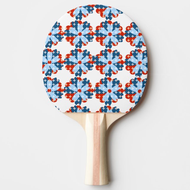 Blommig Patriotisk Rolig Blomma Pingisracket (Framsidan)