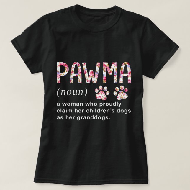 Blommig Pawma Hund Mormor Konst T Shirt (Design framsida)