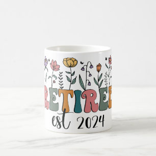 Blommig Pension Pensionerad Est. 2024 Vildblommor Kaffemugg