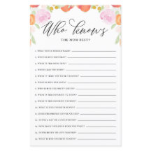 Blommig Persika Vem Känner Mamma Bäst Baby Shower-