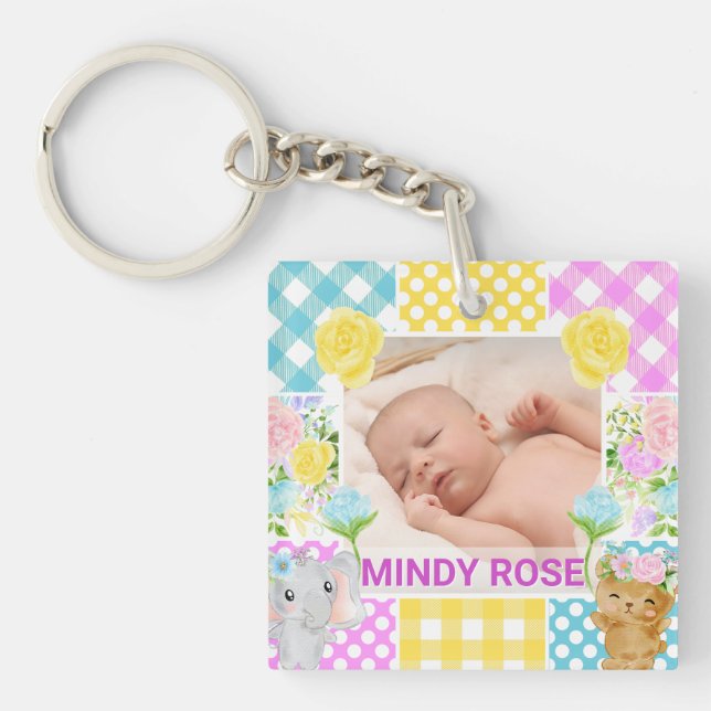 Blommig & Plaid Fotaram Nyfödd Baby (Framsidan)