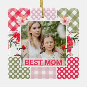 Blommig & Plaid Fotolampa Mors Dag Julgransprydnad Keramik