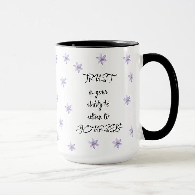 Blommig positivt citatgåva för henne honom Mindful Mugg (Höger)