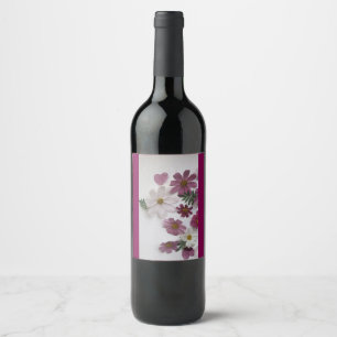 Blommig presentetikett vinflaska etikett