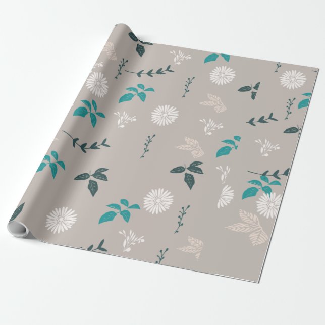 Blommig presentinslagspapper presentpapper (Utrullad)