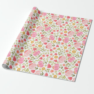 Blommig presentinslagspappersrulle presentpapper