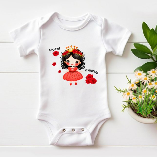 Blommig prinsessa baby bodysuit t shirt (Skapare uppladdad)