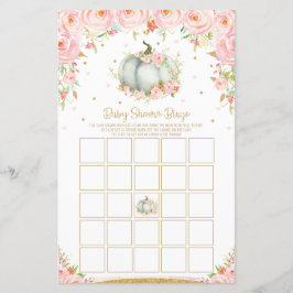Blommig pumpa baby shower bingo spel aktivitet