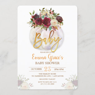 Blommig pumpa baby shower inbjudan
