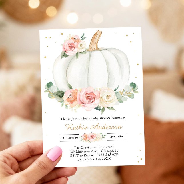 Blommig pumpa-baby shower-inbjudan inbjudningar (Skapare uppladdad)